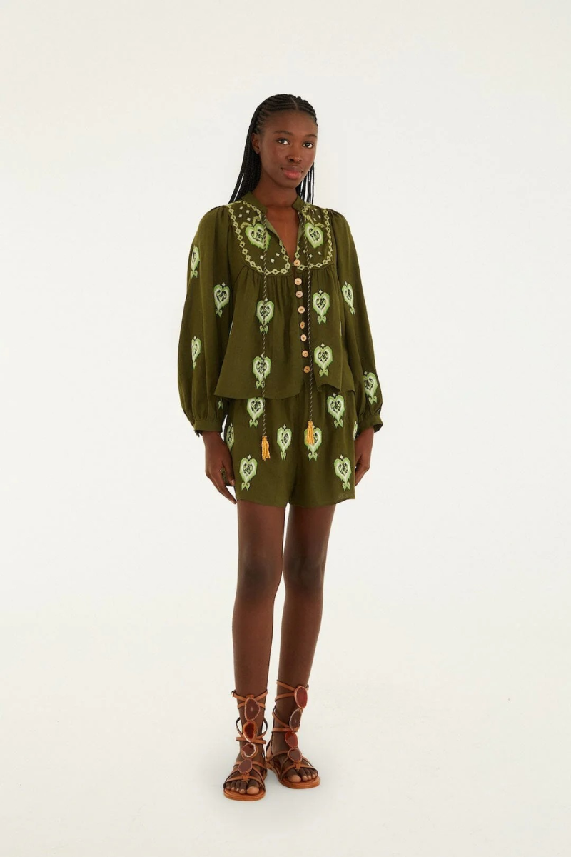 Heart Tapestry Embroidered Shorts