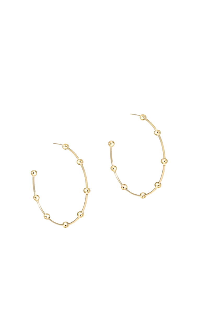 Beaded Simplicity 1.5" Post Hoop 4mm Gold