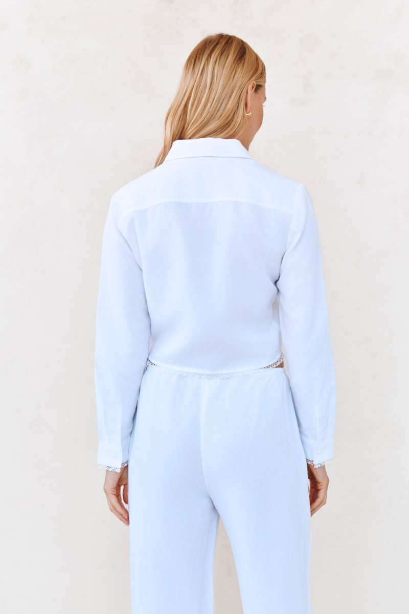 Long Sleeve Cropped Shirt with Trim