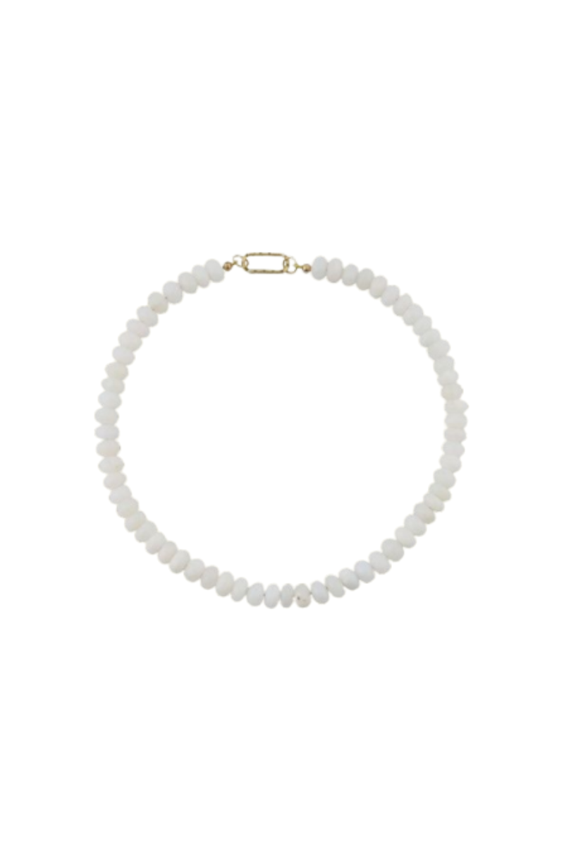 HART - White Opal Gemstone Necklace with Diamond Oval Clip