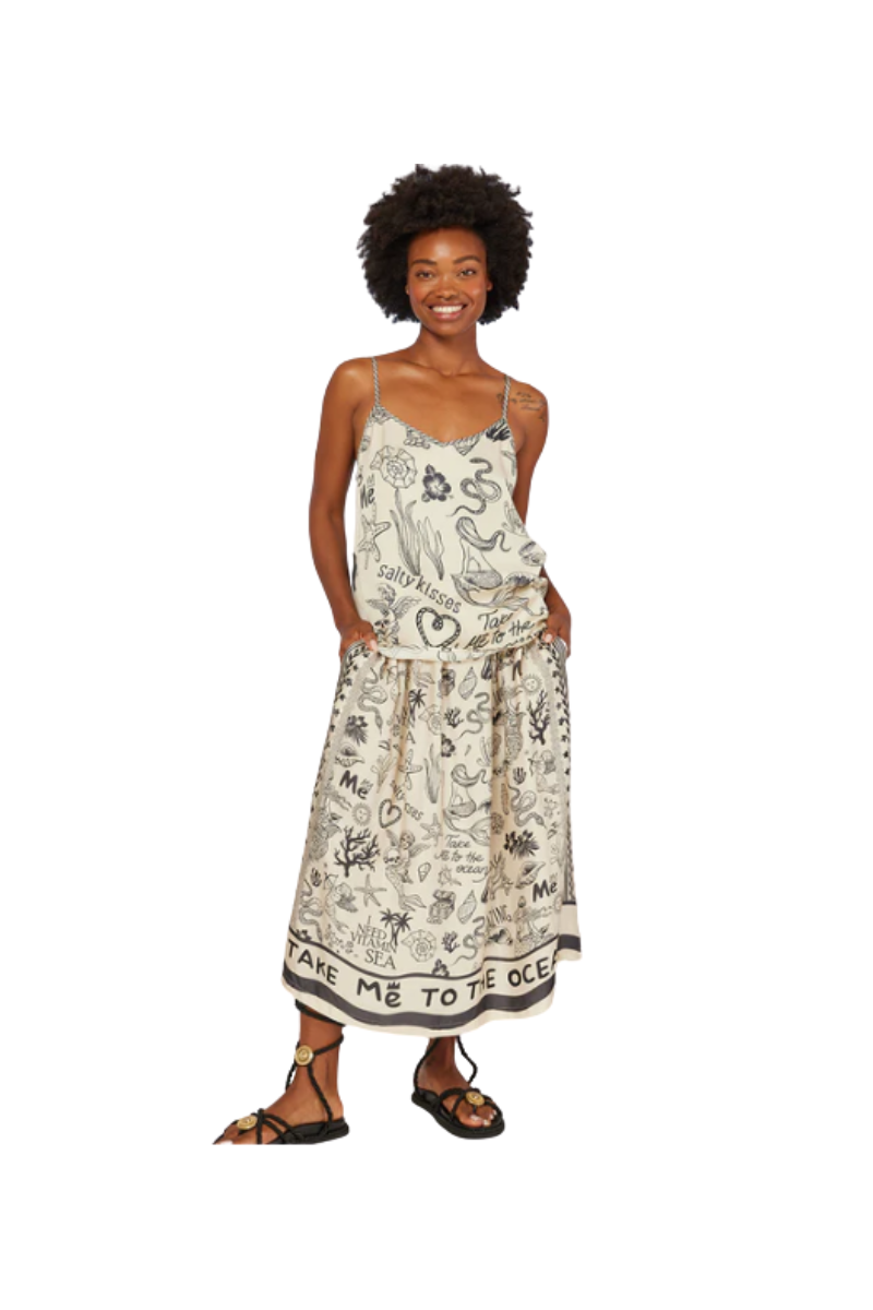 Elizabeth Mermaid Printed Midi Skirt