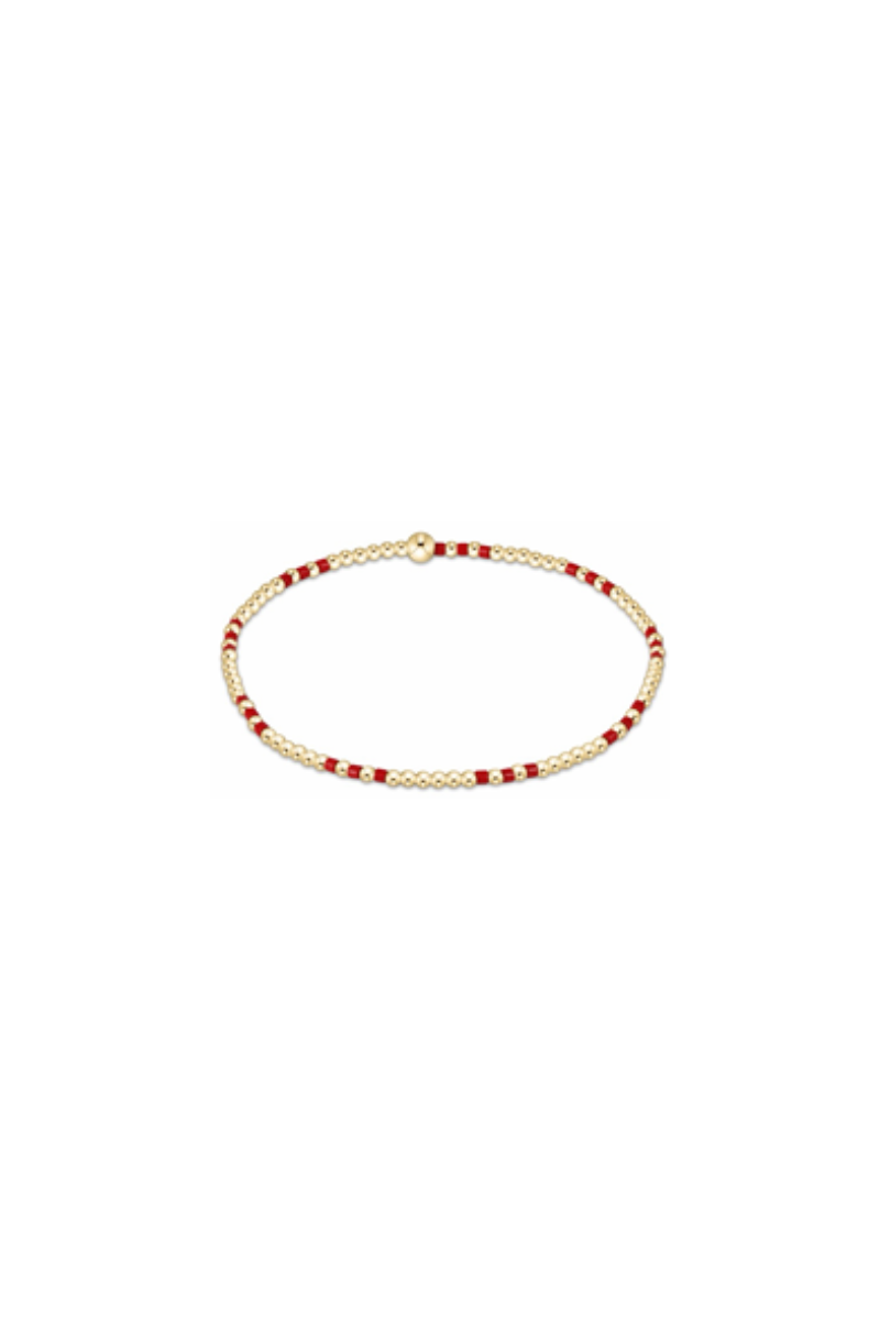 Gameday Hope Joy Pattern 2mm Bead Bracelet - Bright Red
