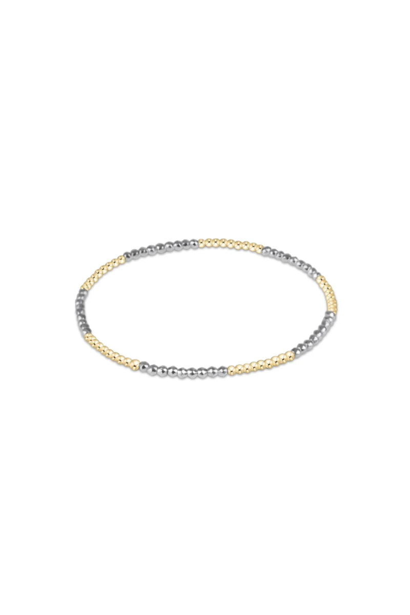 Blissful Pattern 2mm Bead  Bracelet - Bright Silver Faceted Hematite