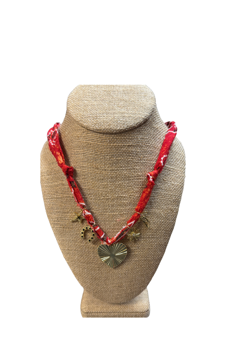 Mixed 5 Charms Bandana Necklace