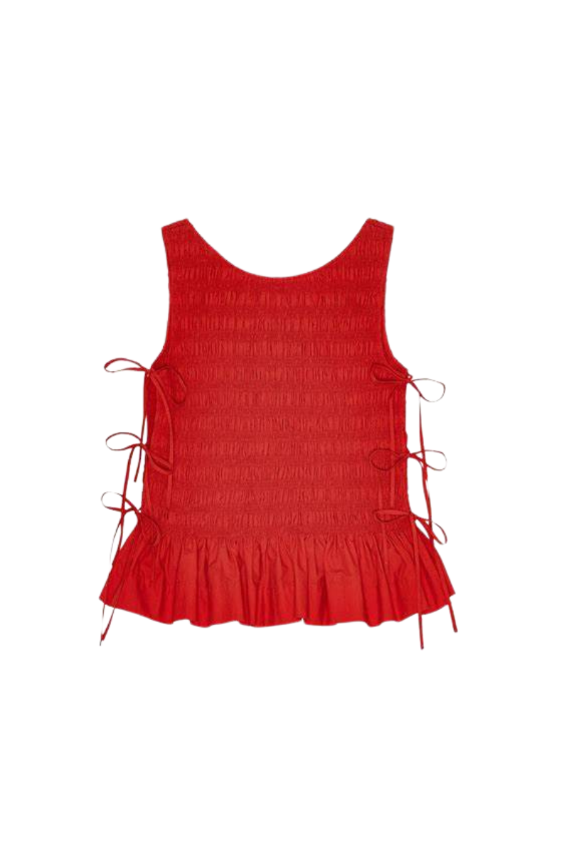 Cotton Poplin Smock Tie String Top