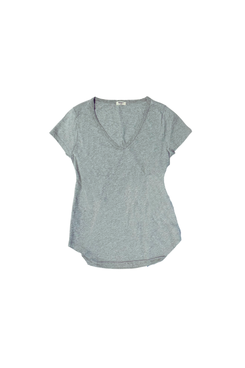 Short Sleeve Deep V-Shirt Tail Tee