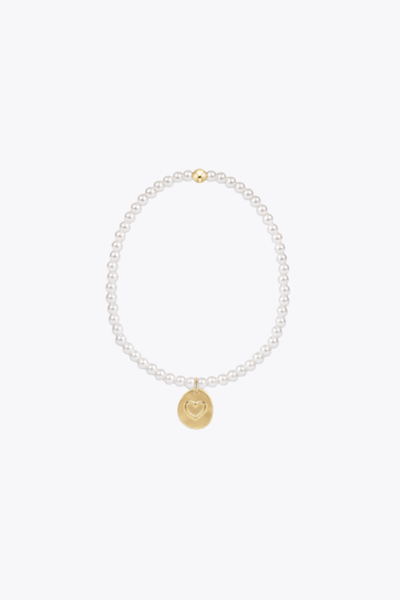 Classic Pearl 3mm Bead Bracelet - Inspire Love Small Gold Charm