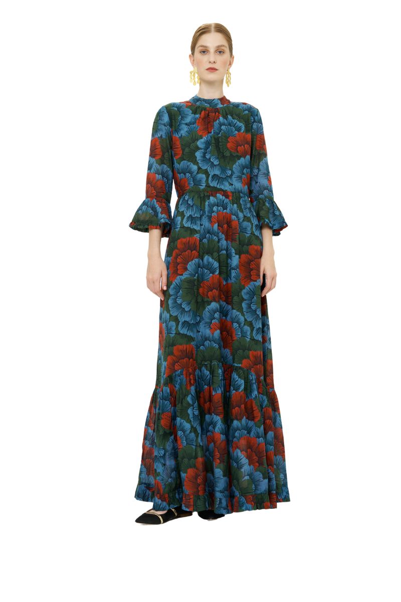 High Neck Bell Sleeve Maxi