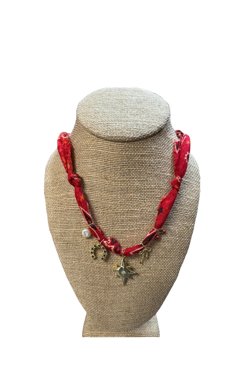 Mixed 5 Charm Bandana Necklace