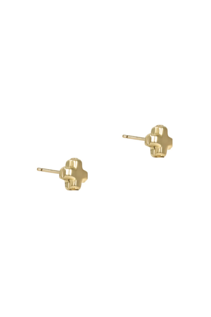 Signature Cross Small Gold Stud - Gold