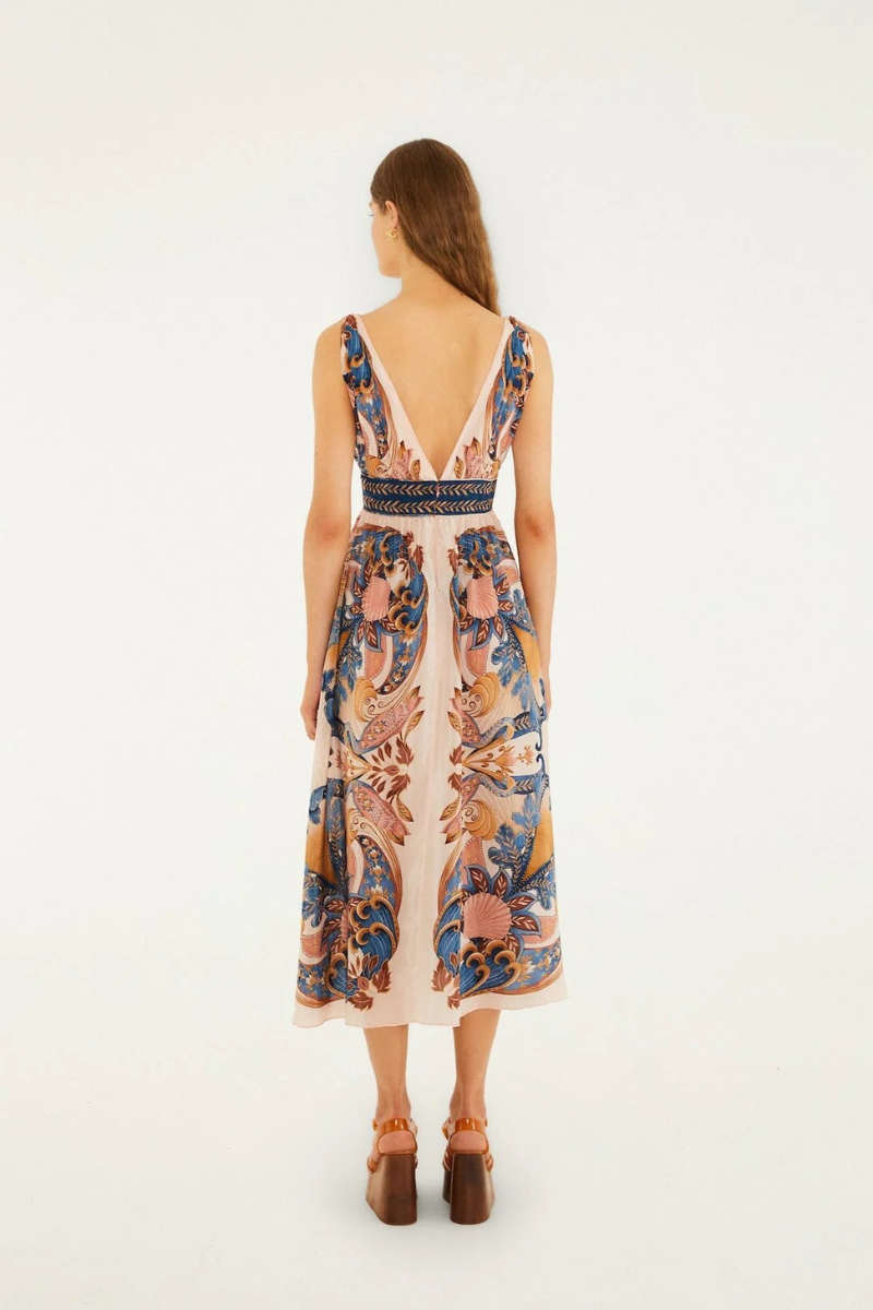 Garden Scarf Soft Pink Midi Dress