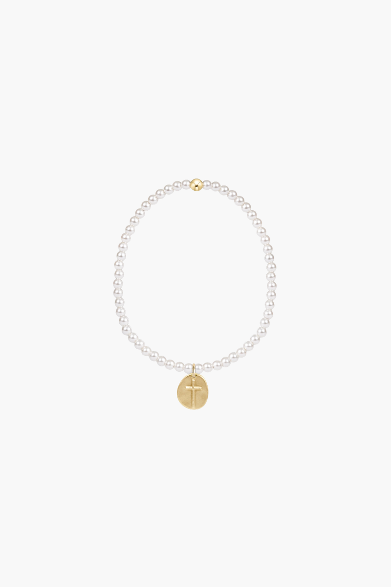 Classic Pearl 3mm Bracelet Inspire Small Gold Disc