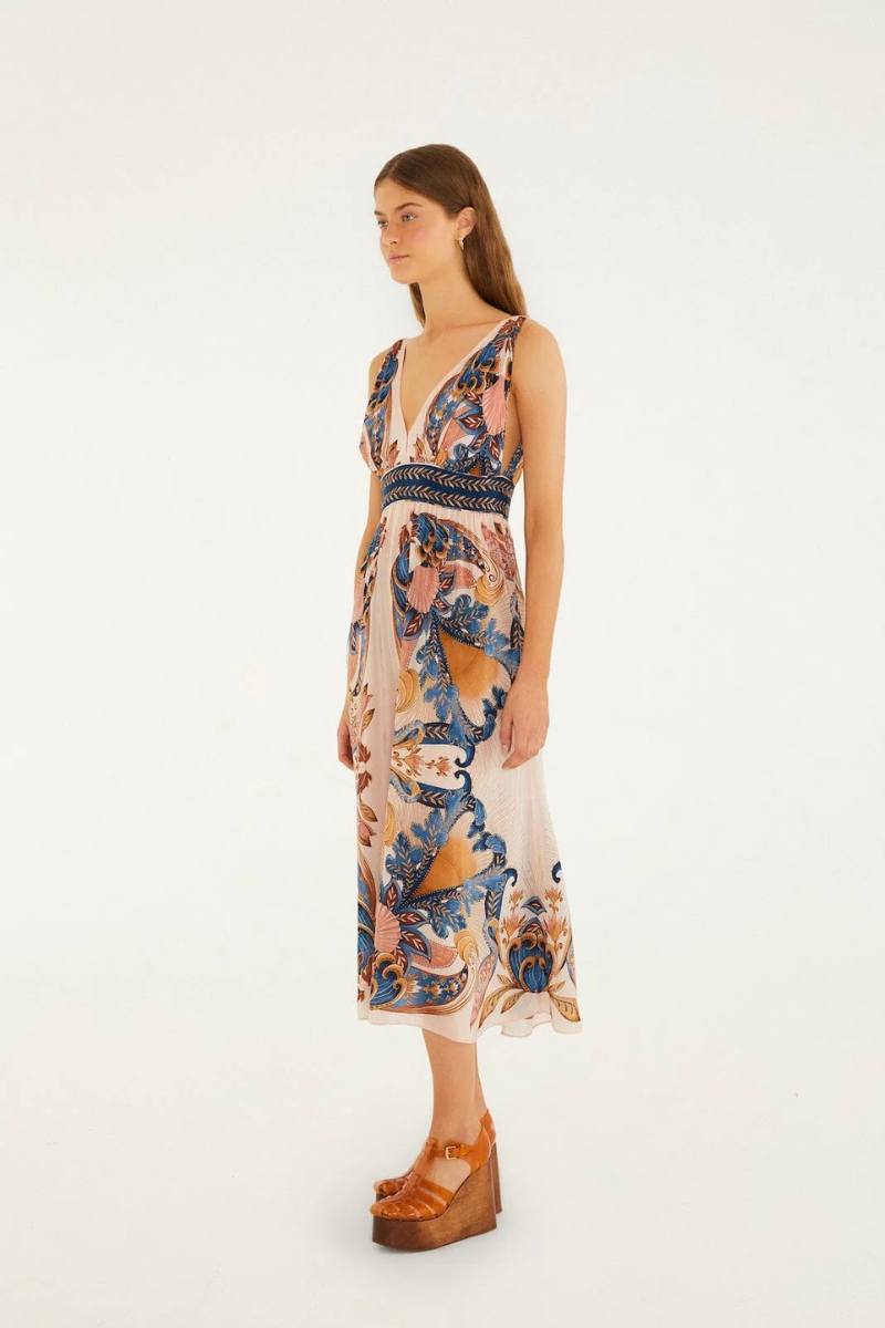 Garden Scarf Soft Pink Midi Dress