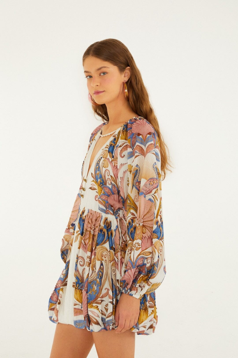 Sea Garden Off-White Mini Bubble Dress