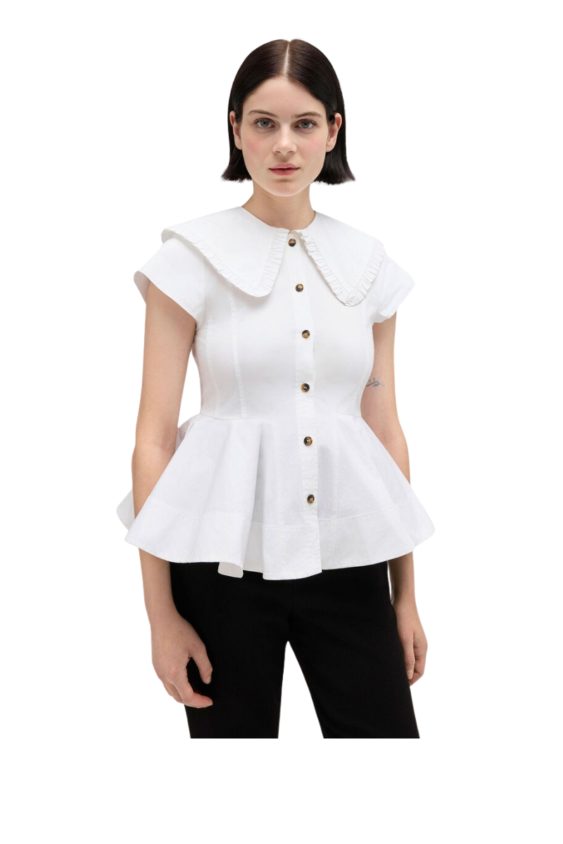 Stretch Cotton Peter Pan Collar Shirt