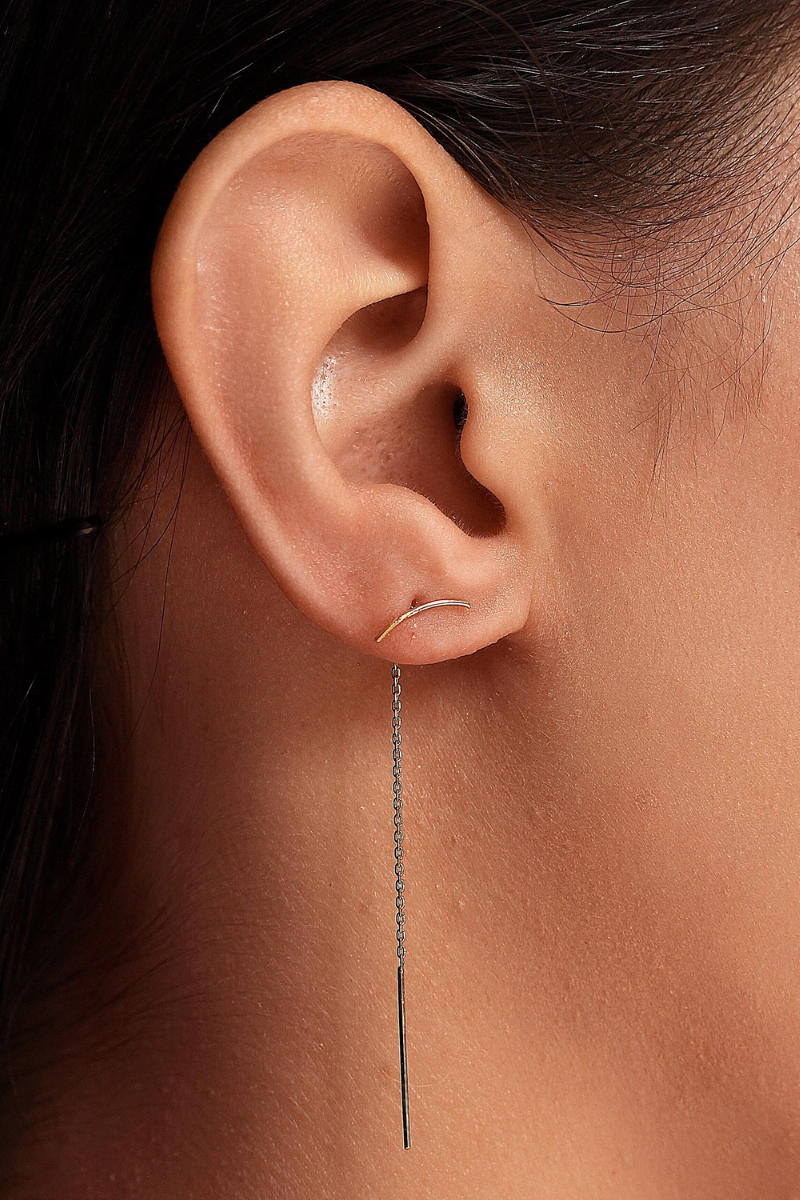 Simple Curved Bar Threader Earrings
