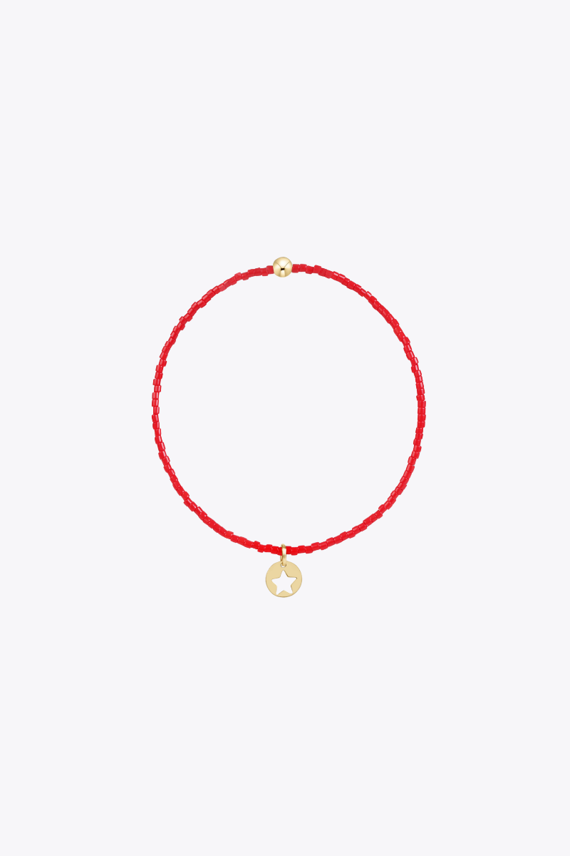 Hope Classic Bracelet - Bright Red - Star Small Gold Disc