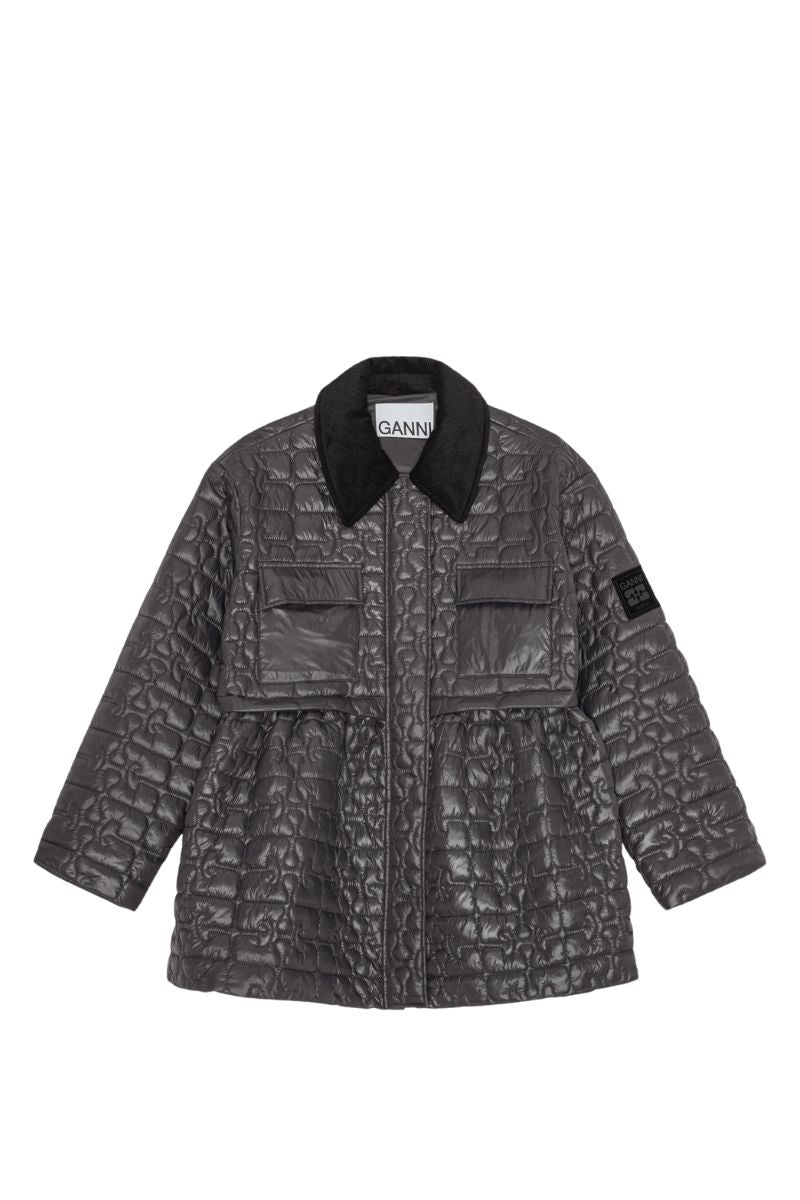 Shiny Quilt Midi Jacket