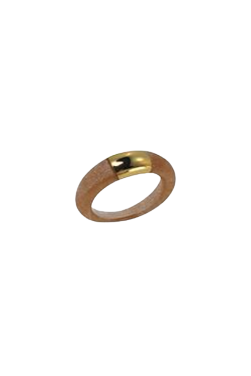 Gold Polished Two Tone Sandstone Ring