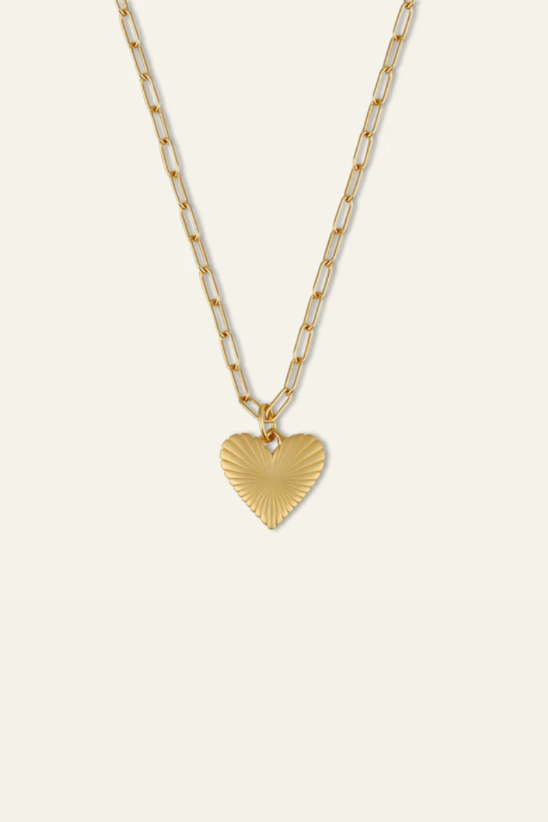 Hart - Small Ribbed 18" Heart of Gold Necklace