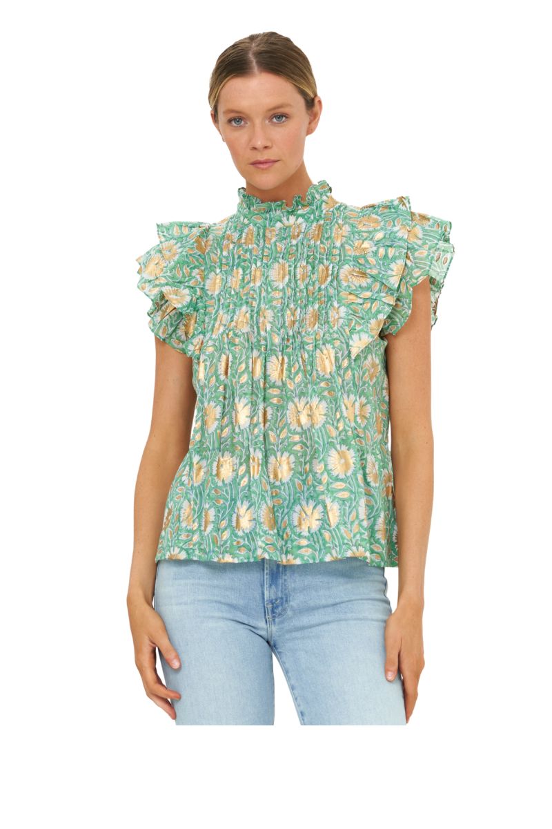 Pintuck Ruffle Top