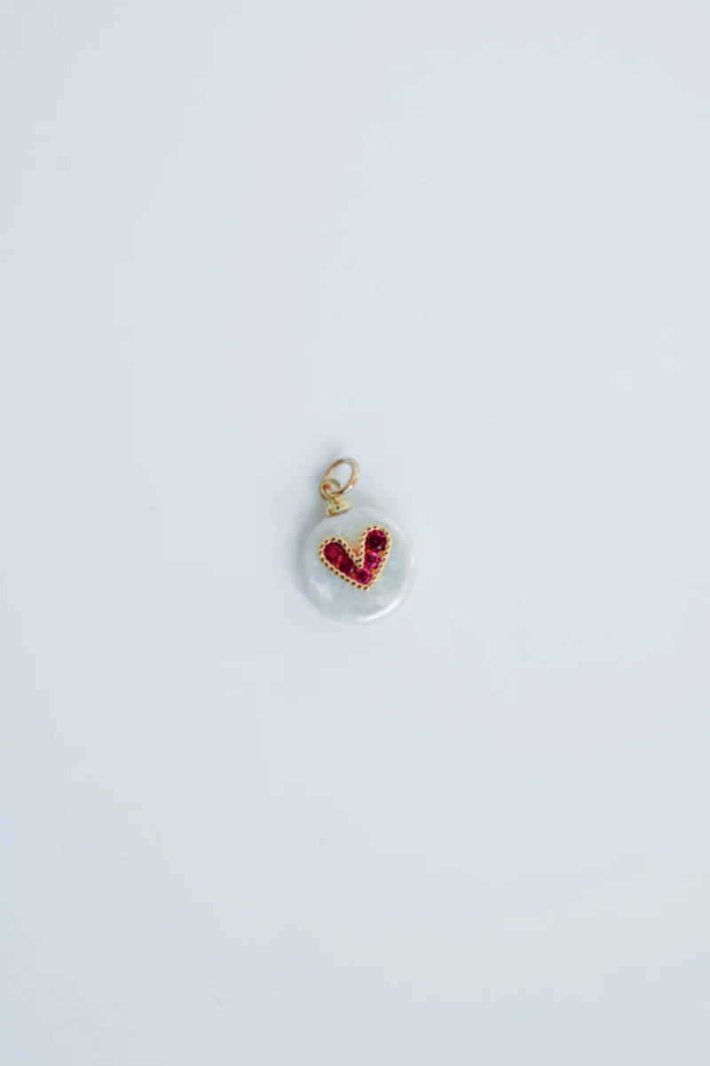 Taylor Reese x The Heartest Yard Hot Pink Heart + Freshwater Pearl Pendant