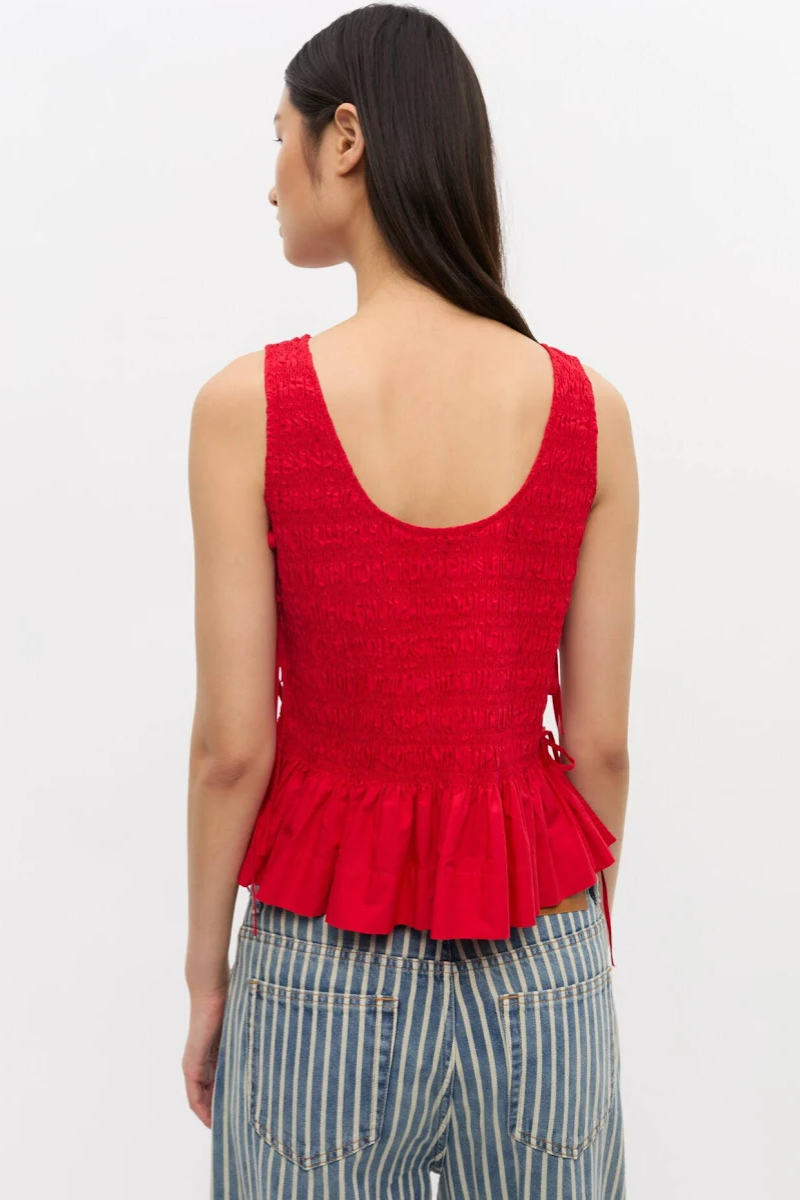 Cotton Poplin Smock Tie String Top