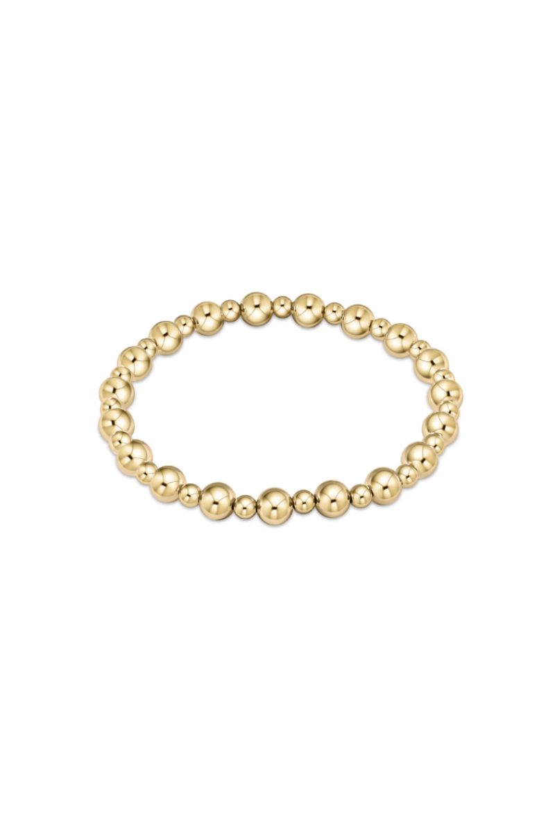 Classic Grateful Pattern 6mm  Bead Bracelet - Gold