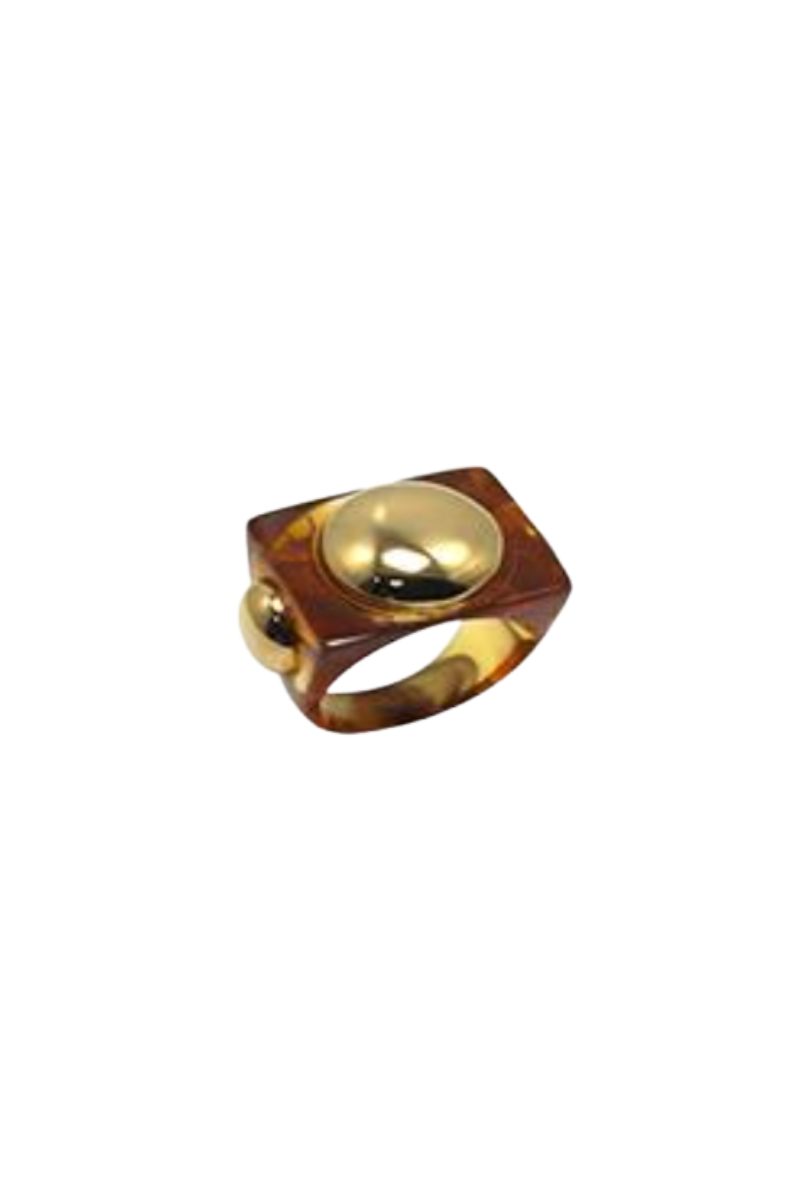 Gold Polished Tortoise Shell Ring