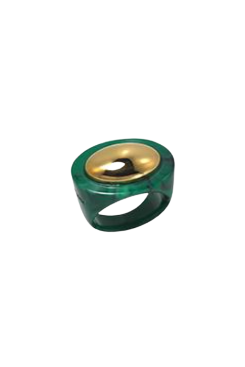 Malakite Gold Polished Ring