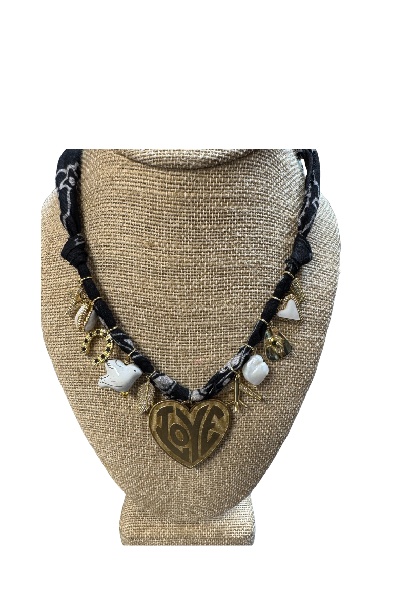 Mixed 11 Vintage Charms Bandana Necklace