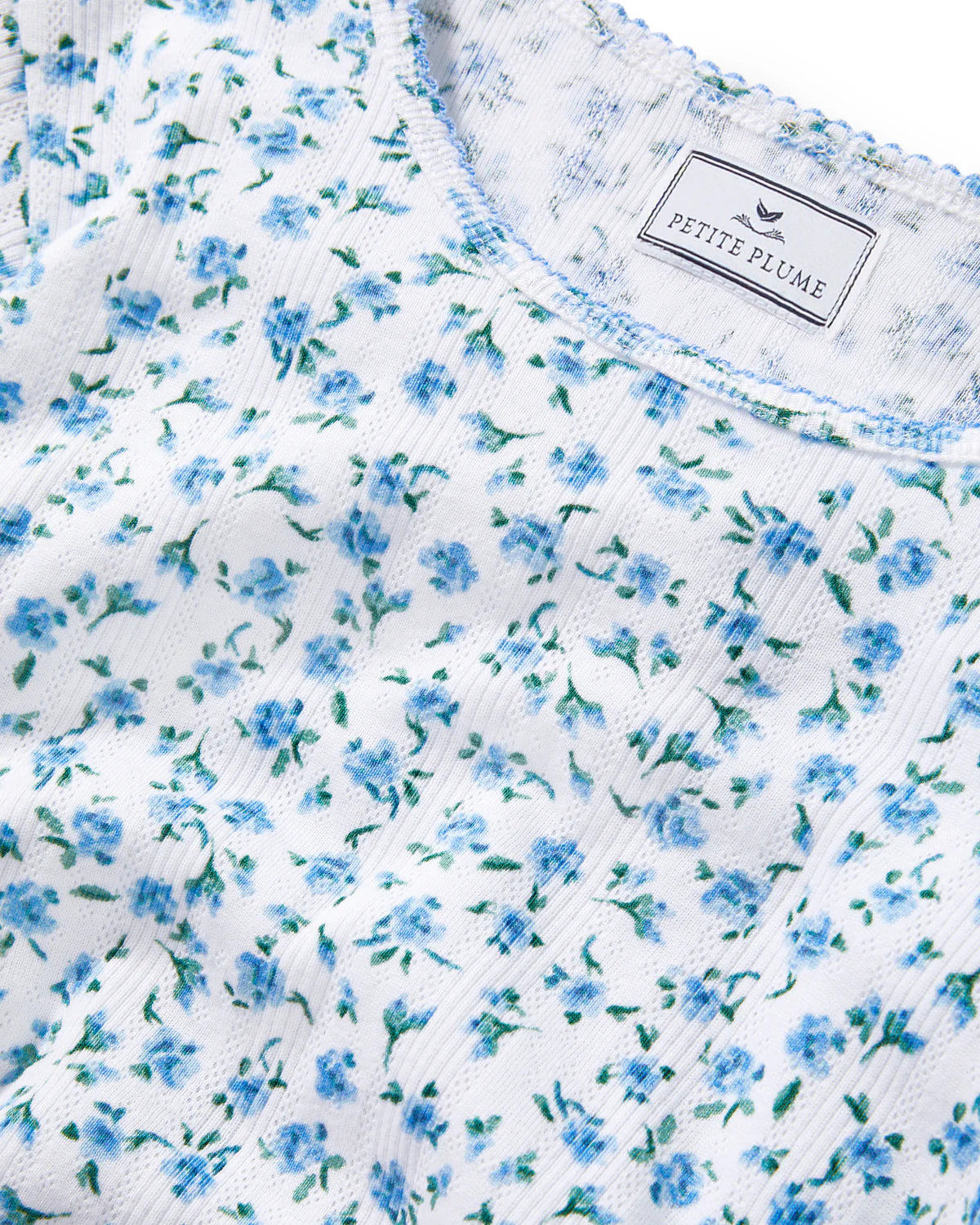 Women's Pointelle T-Shirt and Short Set in Blue Floral