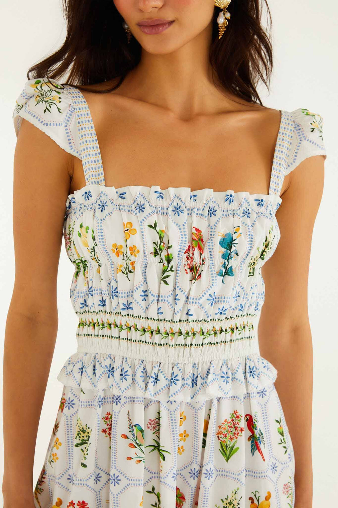 Tropical Porcelain Off-White Maxi Dress