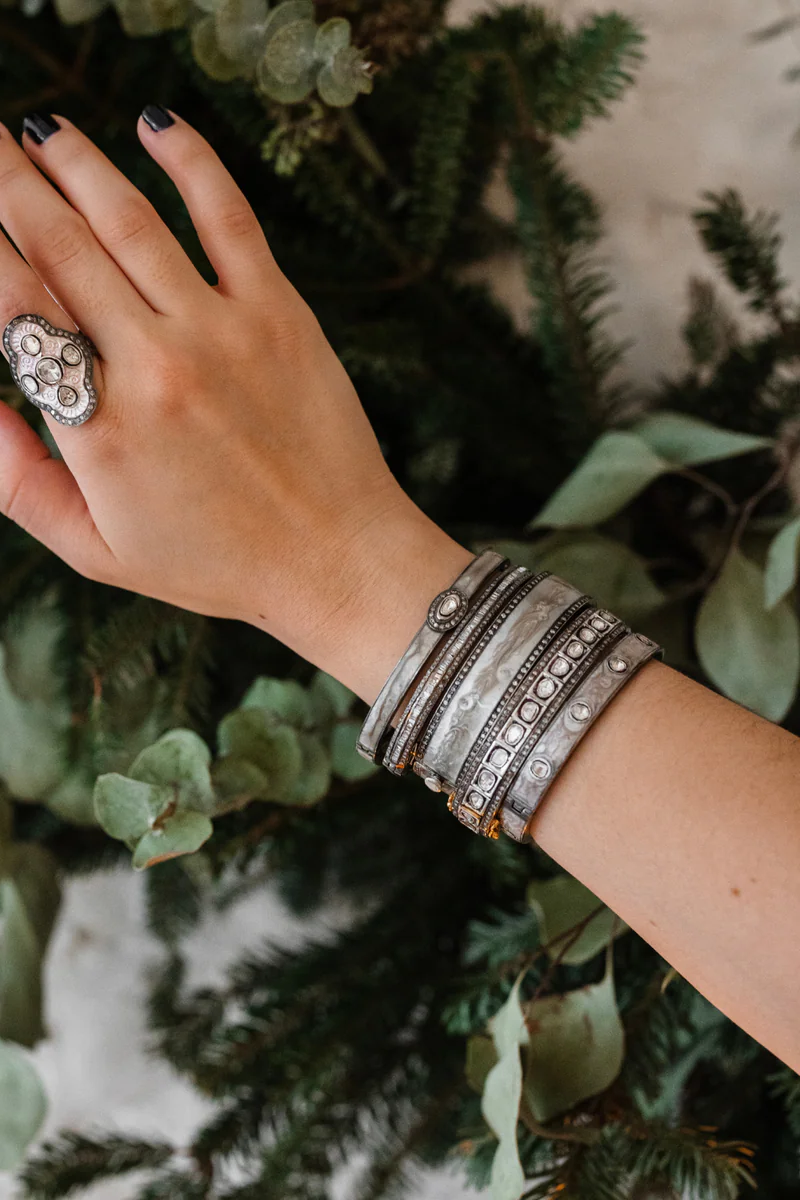 Pave Diamond Pearl Brown Enamel Bracelet