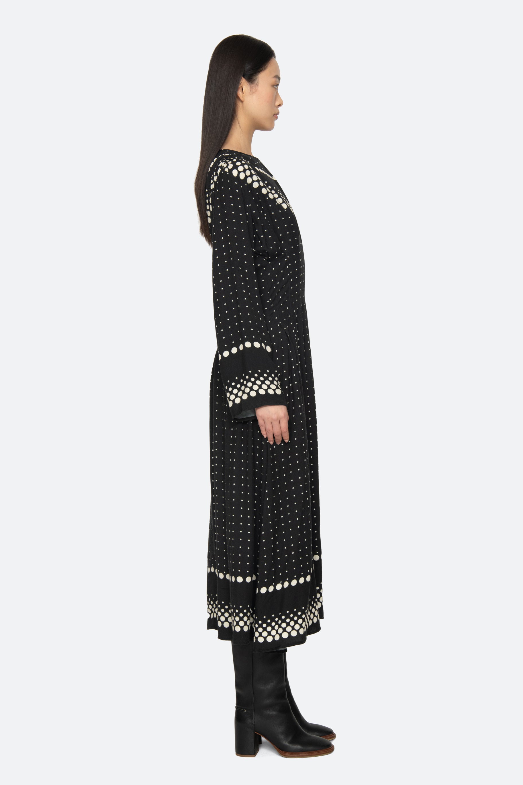 ELLY POLKA PRINT BELL SLV DRESS (D1)